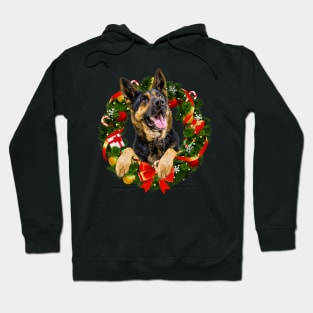 Funny German Shepherd Christmas Wreath Ornament Hoodie